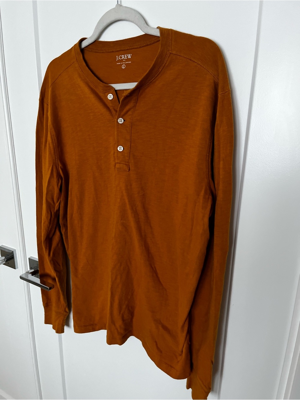 J. Crew Men's Long-Sleeve Henley in Rust